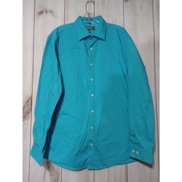 Kenneth Cole Reaction Men's Dress Shirt Long Sleeve‎ Button Up Turquoise Medium - Picture 1 of 8